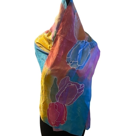 Hand painted Silk scarf by Janet Eby - Picture 1 of 6